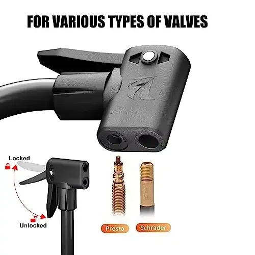 VIMILOLO Bicycle Pump, Bike Floor Pump with Gauge Inflator for Presta and Schrader Valve Portable Tire Pumps for Ball Bike Pumps - VIMILOLO (1)