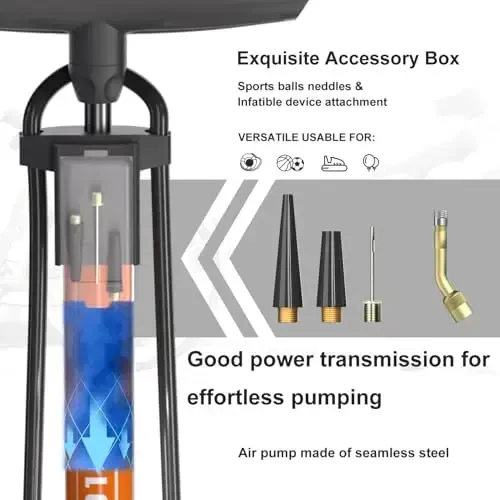 VIMILOLO Velosiped nasosi, Presta va Schrader klapanli o'lchagichli velosiped nasosi Portativ shinalar nasosi To'p velosiped nasosi uchun - 5