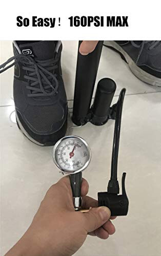 VIMILOLO Velosiped Nasosi, Presta va Shrader klapanli shinalar uchun bosim o'lchagichli havo velosiped nasosi, portativ velosiped nasoslari 160PSI - 5
