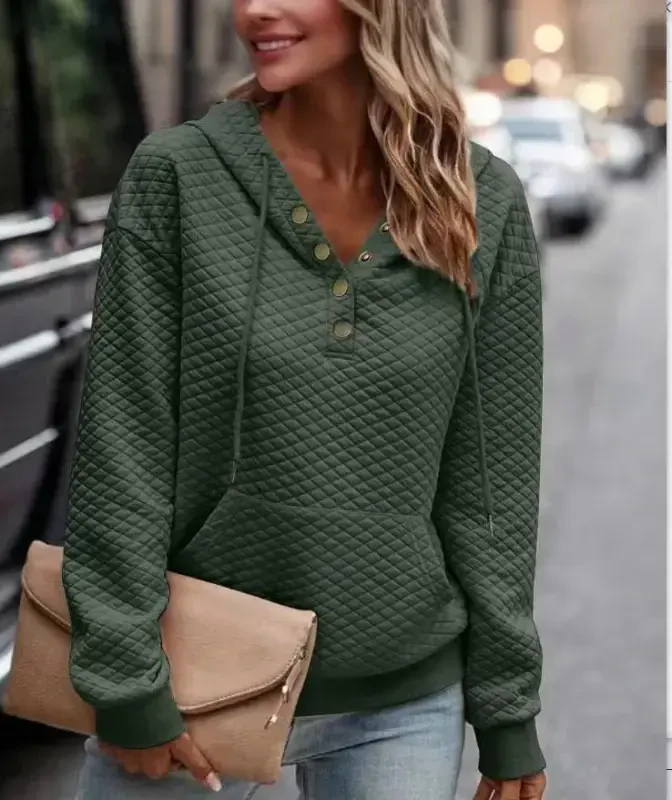 VIMPUNEC Ayollar kuzgi kundalik kapüşonli kozoklari Moda uzun qisma sviter Kapüşonli pullover toplari cho'ntak bilan - 3