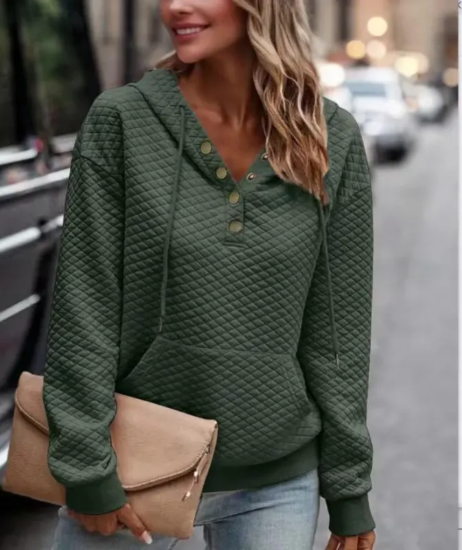 VIMPUNEC Ayollar Kuzgi Kundalik Kapüşonli Zamonaviy Uzun Qisma Sviter Kapüşonli Pullover Cho'ntakli Toplar - 3