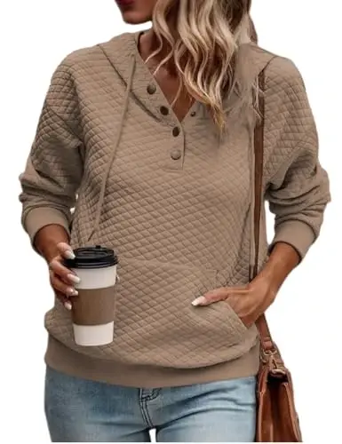 VIMPUNEC Women's Fall Casual Hoodies Trendy Long Sleeve Sweatshirt Hooded Pullover Tops with Pocket - 1