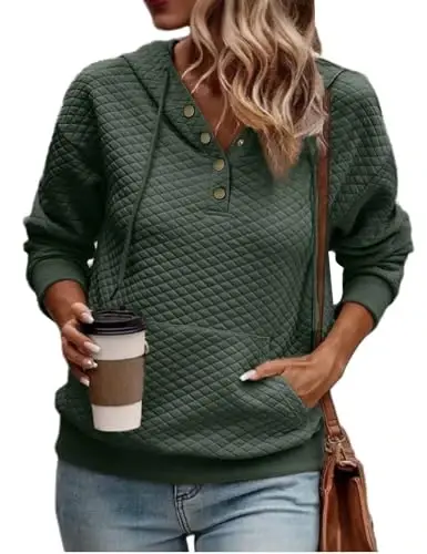VIMPUNEC Women's Fall Casual Hoodies Trendy Long Sleeve Sweatshirt Hooded Pullover Tops with Pocket - 1