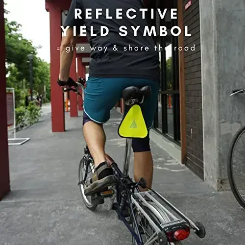 Vincita Reflective Yield Symbol with Velcro Strap - High Visibility for Safety at Night - Safety Reflector for Bike Rack, Backpack, Car Rack - Bicycle Reflective Accessories - 5
