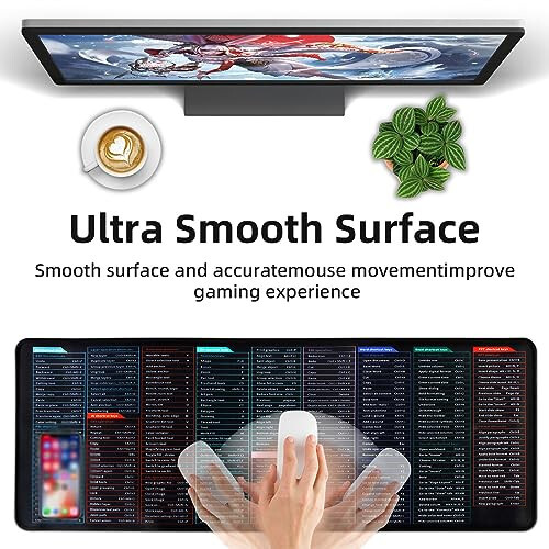 Excel Cheat Sheet Desk Pad, Large Mouse Pads, Excel Shortcut Keys Mousepad, Non-Slip XL Office Desk Mat for Keyboard and Mouse 31.5 x 11.8in - 3