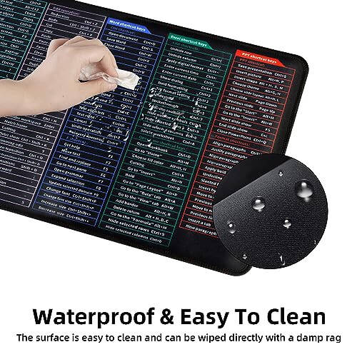 Excel Cheat Sheet Desk Pad, Large Mouse Pads, Excel Shortcut Keys Mousepad, Non-Slip XL Office Desk Mat for Keyboard and Mouse 31.5 x 11.8in - 5