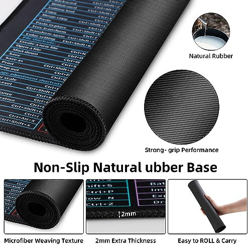 Vingtank Quick Key Super Large Anti-Slip Keyboard Pad - with Office Software Shortcuts Pattern, Quick Key Super Large Anti-Slip Keyboard Pad, Office Software Shortcuts Mousepad(31.5 * 11.8in) - Vingtank (1)
