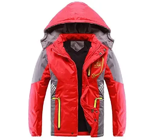 Vinmin Latest Boys Thicken Fleece Hooded Jacket Warm Quilted Coat Outdoor Cool Cute Fashion for Winter Autumn Spring - 1