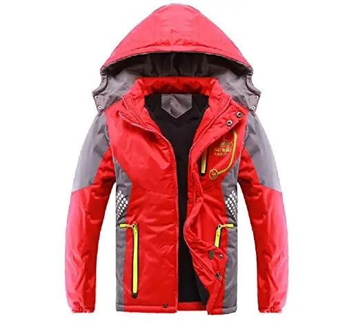 Vinmin Latest Boys Thicken Fleece Hooded Jacket Warm Quilted Coat Outdoor Cool Cute Fashion for Winter Autumn Spring - 1