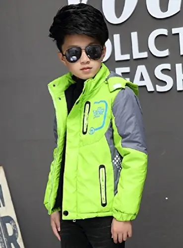 Vinmin Latest Boys Thicken Fleece Hooded Jacket Warm Quilted Coat Outdoor Cool Cute Fashion for Winter Autumn Spring - 7