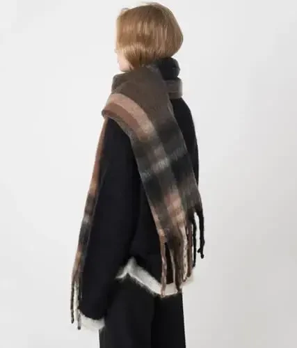 Vintage ayollar uchun sharflar Kechki liboslar uchun iliq ro'mollar va o'ralmalar Yumshoq poncho palto Qalin kaşmir o'rash Qulay 2025 - 6