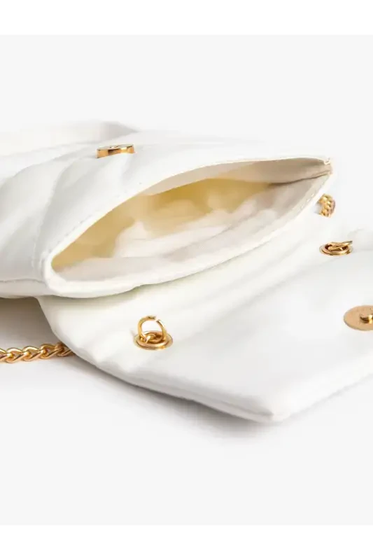 Vintage Bag Quilted Crossbody Chain Detailed Faux Leather - 5