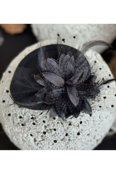 Vintage Bridal Wedding Invitation Tulle Veil Flower Hat Hair Accessory Clip Hairpin Black - 4