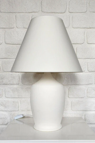 Vintage Ceramic Lampshade Large Ecru-Conical Ecru - Modazone (1)