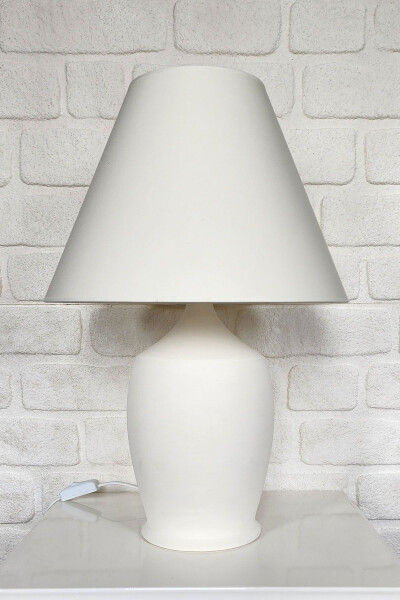 Vintage Ceramic Lampshade Large Ecru-Conical Ecru - QDEC (1)