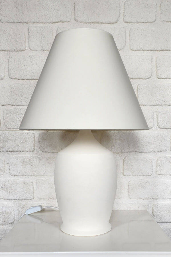 Vintage Ceramic Lampshade Large Ecru-Conical Ecru - 2