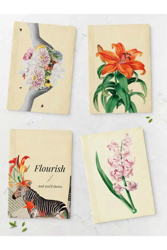 Vintage Daftar To'plami - 4 Dona - 14cm 20cm - 64 Sahifa - Chizg'isiz-Vintage - POSTIFULL