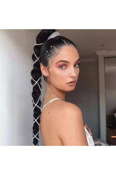 Vintage Kristal Taşlı Saç Süsleme Zinciri - MUTLUBIDÜNYA