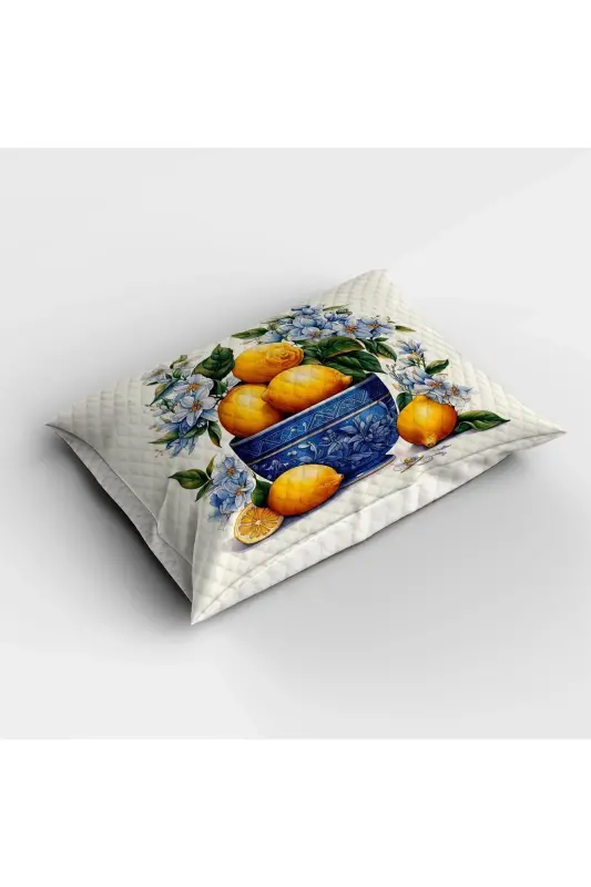 Vintage Limonlar Desenli Baskılı Bir Kishilik va Bolalar Pike Takimi-Desen - 2