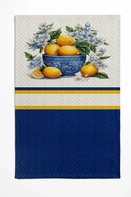 Vintage Limonlar Desenli Baskılı Bir Kishilik va Bolalar Pike Takimi-Desen - 3