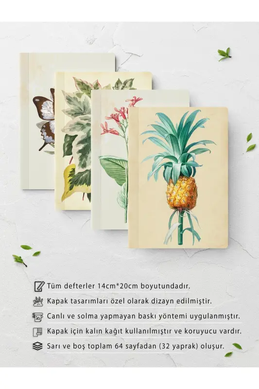 Vintage Notebook Set - 4 Journal Notebooks - Notepad - 14cm*20cm - 64 Pages - Vintage - 2