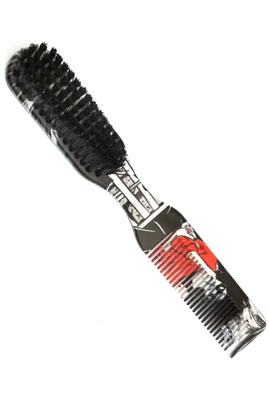 Vintage Sakal Bıyık Tarama Fırçası Çift Taraflı Sakal Tarak ve Fırça – Şekillendirici, Anti-Statik-RETRO - 2