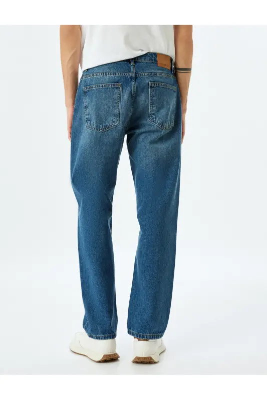Vintage Straight Bol Jean Shim Jinsiy Tafsilotli Paxta - 4
