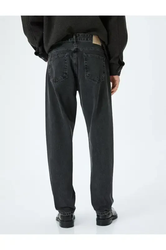 Vintage Straight Denim Pants Pocket Detailed Cotton - 4