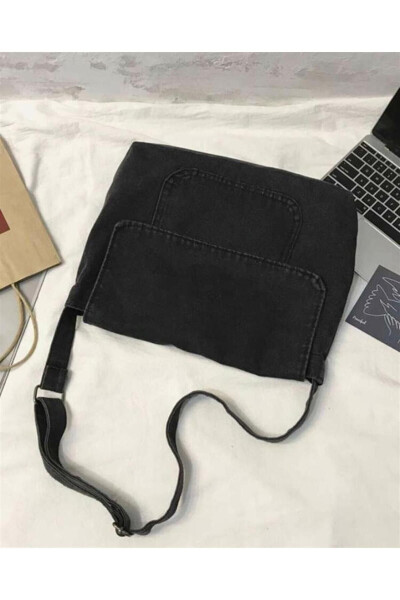 Vintage Unisex Denim Grey Messenger Bag - 4