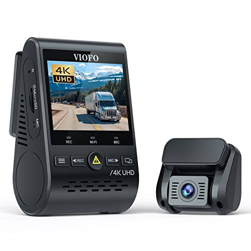 VIOFO A129 Pro Duo 4K Çift Ön-Arka Kamera 3840 x 2160P Ultra HD 4K Ön ve 1080P Arka Araba WiFi Dash Kamera 8MP Sensör GPS, Tamponlu Park Modu, G-Sensör, Hareket Algılama, WDR, Döngü Kaydı - 1