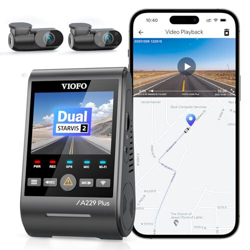 VIOFO A229 Plus 3 Channel Dash Cam, Dual STARVIS 2 Sensors, 3-Channel HDR, 1440P+1440P+1080P Front Inside and Rear Car Camera, 5GHz Wi-Fi, Voice Control, Ultra-Precise GPS, 24 Hours Parking Mode - 1