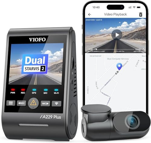 VIOFO A229 Plus Dash Cam Front and Rear, Dual STARVIS 2 Sensors, 2 Channel HDR, 1440P+1440P Voice Control Car Dash Camera, 5GHz Wi-Fi, Support 512GB Max, Voice Control, Ultra-Precise GPS - 18