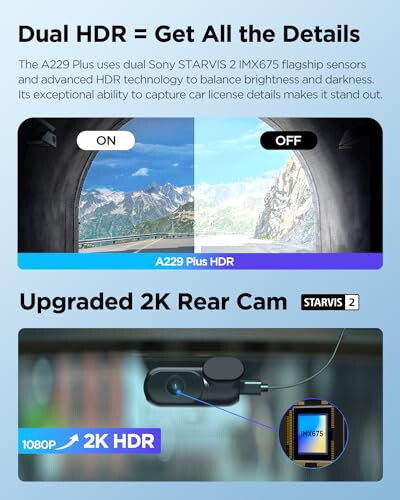 VIOFO A229 Plus Dash Cam Front and Rear, Dual STARVIS 2 Sensors, 2 Channel HDR, 1440P+1440P Voice Control Car Dash Camera, 5GHz Wi-Fi, Support 512GB Max, Voice Control, Ultra-Precise GPS - 13