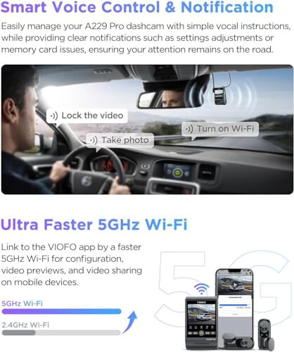 VIOFO A229 Pro 3 Channel 4K HDR Dash Cam, Dual STARVIS 2 Sensors IMX678 & IMX675, 4K+2K+1080P Front Inside and Rear Triple Car Camera, 5GHz WiFi GPS, Voice Control, 24H Parking Mode, Support 512GB - 6