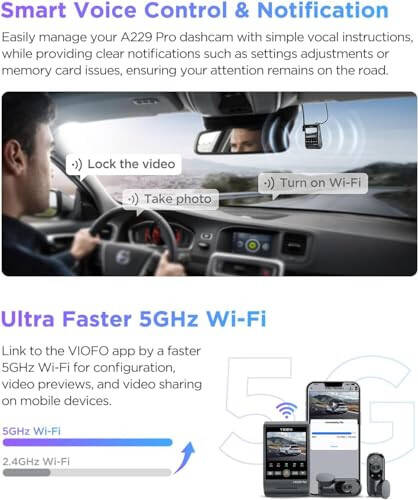 VIOFO A229 Pro 3 Channel 4K HDR Dash Cam, Dual STARVIS 2 Sensors IMX678 & IMX675, 4K+2K+1080P Front Inside and Rear Triple Car Camera, 5GHz WiFi GPS, Voice Control, 24H Parking Mode, Support 512GB - 6