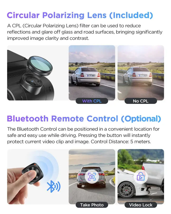 VIOFO A229 Pro 4K HDR Dash Cam, Dual STARVIS 2 IMX678 IMX675, 4K+2K Front and Rear Car Camera, 2 Channel with HDR, Voice Control, 5GHz WiFi GPS, Night Vision 2.0, 24H Parking Mode, Support 512GB Max - 2