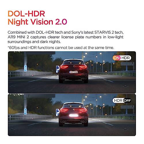 VIOFO Dash Cam A119 Mini 2, STARVIS 2 Sensor, 2K 60fps/HDR 30fps Voice Control Car Dash Camera with 5GHz Wi-Fi GPS, Night Vision 2.0, 24H Parking Mode, Supercapacitor, Support 512GB Max - 3