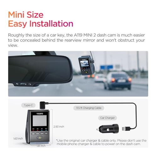 VIOFO Dash Cam A119 Mini 2, STARVIS 2 Sensor, 2K 60fps/HDR 30fps Voice Control Car Dash Camera with 5GHz Wi-Fi GPS, Night Vision 2.0, 24H Parking Mode, Supercapacitor, Support 512GB Max - 5