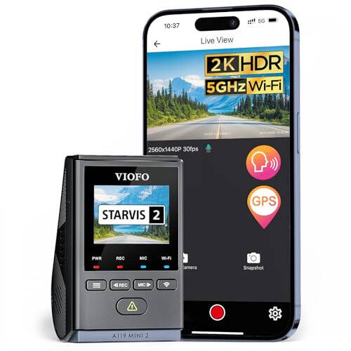 VIOFO Dash Cam A119 Mini 2, STARVIS 2 Sensörü, 2K 60fps/HDR 30fps Sesli Kontrol Araç Dash Kamerası 5GHz Wi-Fi GPS, Gece Görüşü 2.0, 24 Saat Park Modu, Süper Kapasitör, Maksimum 512GB Destek - 7