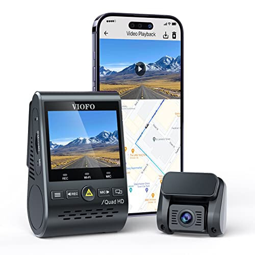 VIOFO Ikki tomonlama Dash Cam, 2K 1440P 60fps+1080P 30fps Oldingi va orqa Dash Kamera Wi-Fi GPS, To'xtash rejimi, Favqulodda yozuv, Super Kondensator, Harakatni aniqlash (A129 Plus Duo) - 5