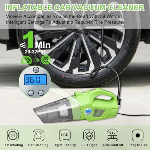 vioview Roadside Emergency Car Kit for Vehicles, Car Safety Kit with 4 in 1 Inflatable Car Vacuum Cleaner, Jumper Cables, Tow Straps, First Aid Kit, Car Must Haves Road Trip Essentials for Men Women - 2