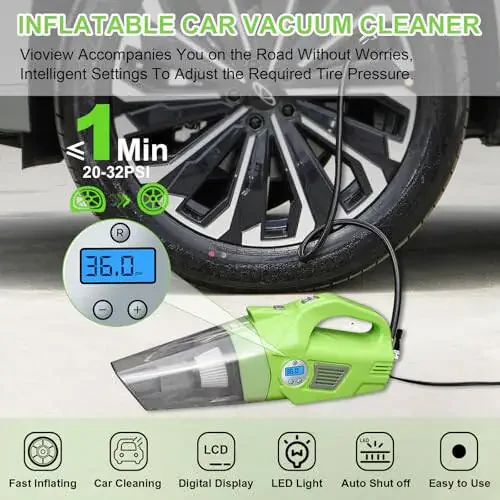 vioview Roadside Emergency Car Kit for Vehicles, Car Safety Kit with 4 in 1 Inflatable Car Vacuum Cleaner, Jumper Cables, Tow Straps, First Aid Kit, Car Must Haves Road Trip Essentials for Men Women - 2