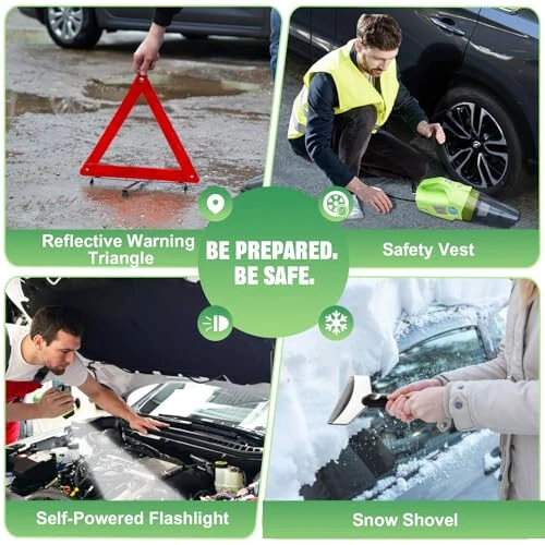 vioview Roadside Emergency Car Kit for Vehicles, Car Safety Kit with 4 in 1 Inflatable Car Vacuum Cleaner, Jumper Cables, Tow Straps, First Aid Kit, Car Must Haves Road Trip Essentials for Men Women - 7