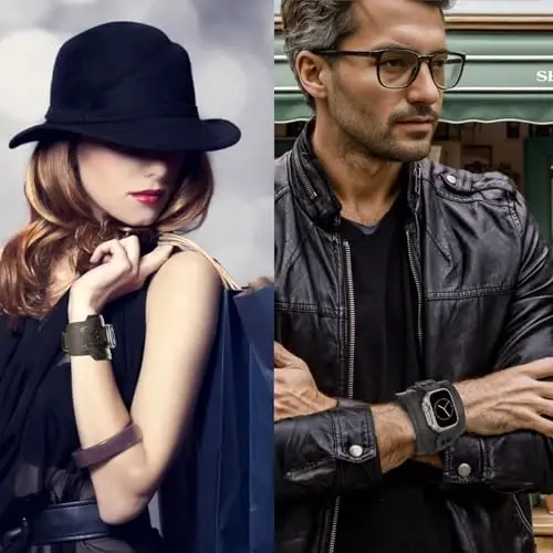 VIQIV Leather Band Compatible with Apple Watch 45mm for Men 44mm 42mm 41mm 40mm 46mm 38mm 49mm SE Bands Women, Cuff Bracelet Wide Sport Straps Wristband for Iwatch Series 10 9 8 7 6 5 4 3 SE SE2 Ultra 2 - 6