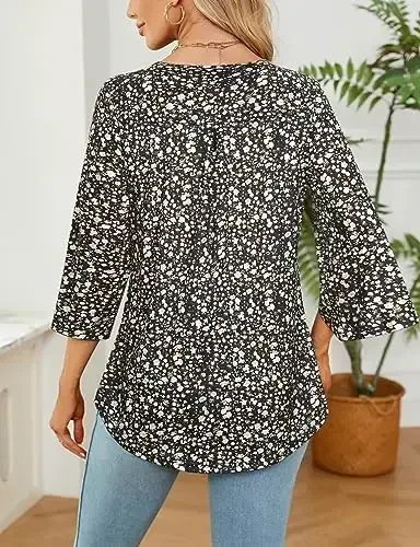 Viracy 3/4 yengli tunika toplamlari Leggings Crewneck burmali uzun keng kiyim ko'ylaklar bilan kiyish uchun - 2