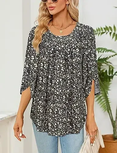 Viracy 3/4 yengli tunika toplamlari Leggings Crewneck burmali uzun keng kiyim ko'ylaklar bilan kiyish uchun - 4