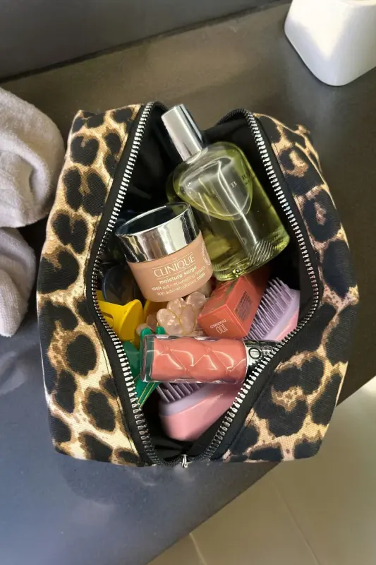Viral Leopard Print Makeup Bag - Black - 3