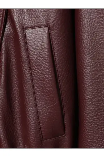 Viral Oversize Kadın Deri Ceket Yüksek Yaka Siyah Urban Style Kadın Deri Ceket - Bordo&Burgundyy - 8