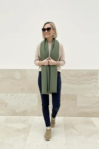 Viral Soft Touch Püskül Detaylı Yün Dokulu Kazayağı Desen Kışlık Şal / Uzun Atkı-British Racing Green - 3