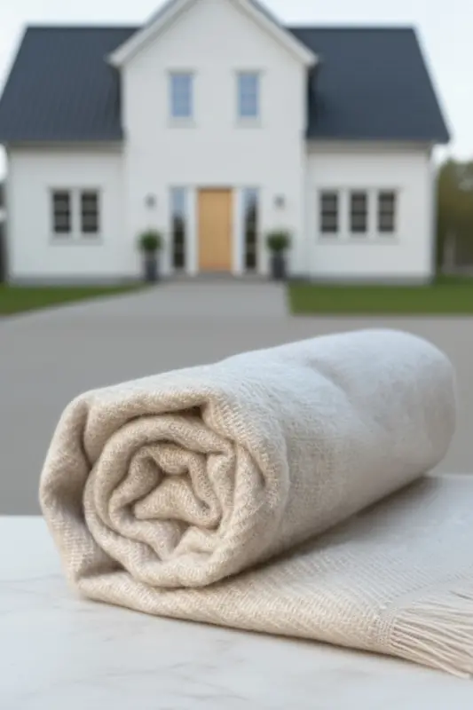 Viral Soft Touch Püskül Detaylı Yün Dokulu Kum Beji Kışlık Şal / Uzun Atkı-Kum Beji - 3